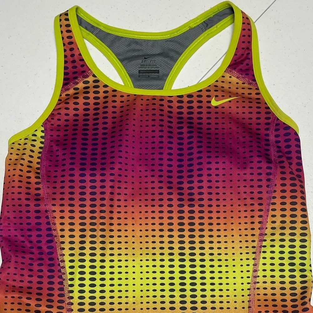 *NWOT* Nike Dri Fit Size Medium Women's Pink & Yellow Athletic Body Con Tank Top